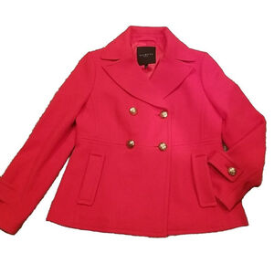 Talbots Petites Double Breasted Wool Blend Peacoat Red Womens 4P Blazer Career